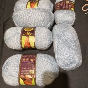 6 skeins Lion Brand yarns Jiffy. Sky